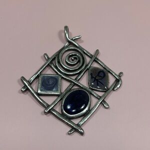 Vintage Abstract Silver and Blue Pendant